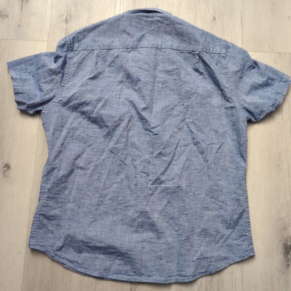 Ash & Erie Shirt Mens Large Short Sleeve Slim Button Dwn Cotton linen Blend - Picture 4 of 4